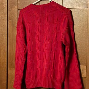 Ralph Lauren Red 100% Cotton Sz S / P Cable Pullover Sweater $148